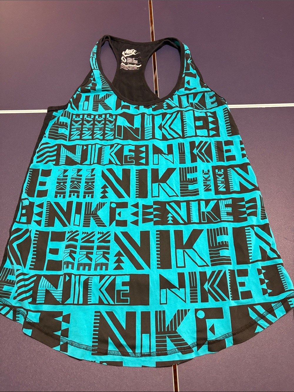 Nike Women's Teal Graphic Racerback Tank Top size medium